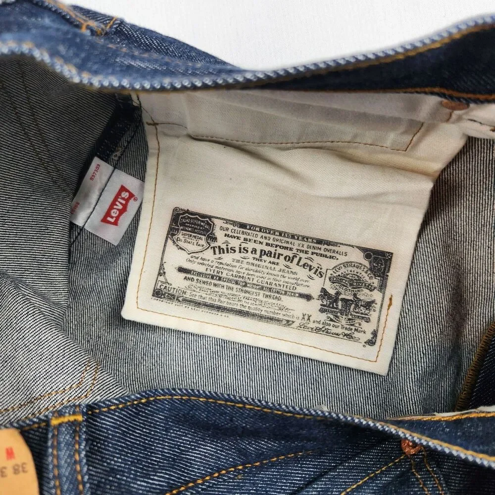 Levis 501XX Jeans Mens 38x30 Dark Wash Button-Fly Shrink-to-Fit Heavy Streetwear